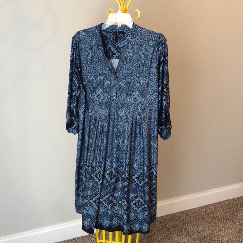 Navy and blue dress.